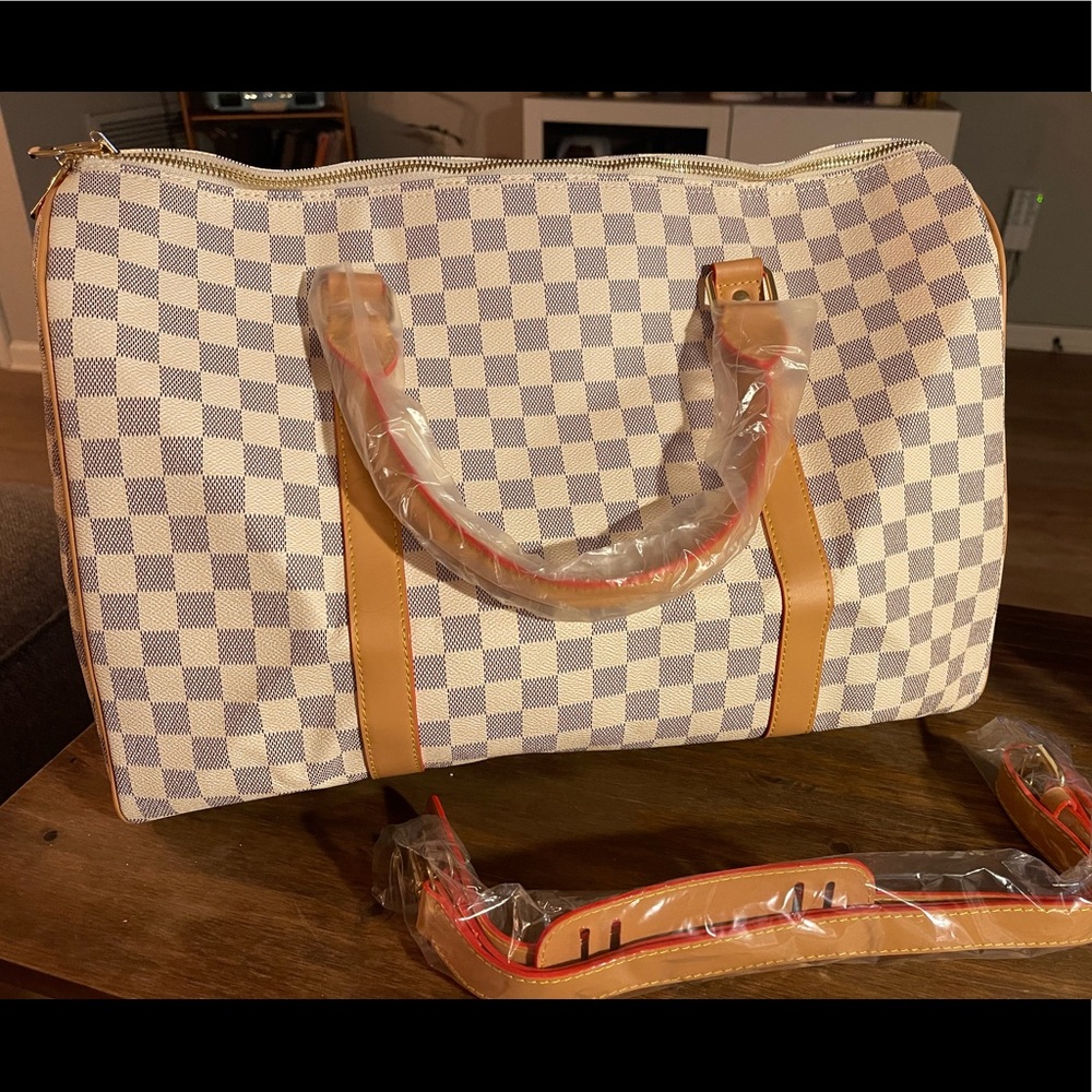 Goodnight Macaroon 'Neo' Checked Canvas Travel Bag